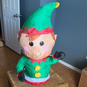 4FT Christmas Elf Stand upRed Accents and Yellow Buttons House Decor Inflatable